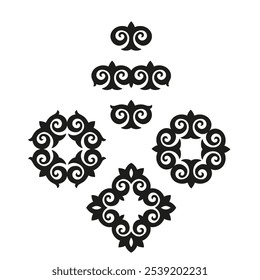 Kazakh ornament in different variations, Vector illustration nomad traditional design element set