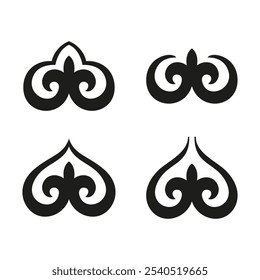 Ornamento cazaque em variações diferentes, ilustração vetorial nômade elemento de design tradicional