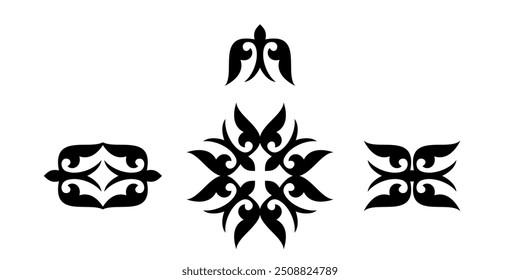 Kazakh ornament Kus kanat (bird's wings) representing freedom and happiness, Vector illustration nomad traditional design element