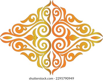 Kazakh Ornament Vector. Kazakh floral design. Vintage ornate linear ornament in Kazakh traditional style. Abstract Asian elements of the national pattern of the ancient nomads