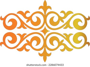 Kazakh ornament. Vintage ornate linear ornament in Kazakh traditional style. Kazakh floral design. Abstract Asian elements of the national pattern of the ancient nomads