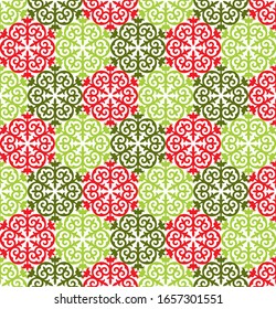 Kazakh ornaments. Seamless traditional carpet patterns of Kazakhs. Background, texture, design life of nomads. Ancient Turkic ornaments. Customs and traditions of Kazakhstan. Decorative art of nomads