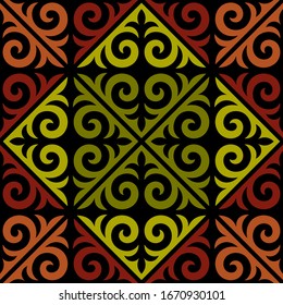 Kazakh ornaments. Seamless traditional carpet patterns of Kazakhs. Background, texture, design life of nomads. Ancient Turkic ornaments. Customs and traditions of Kazakhstan. Decorative art of nomads