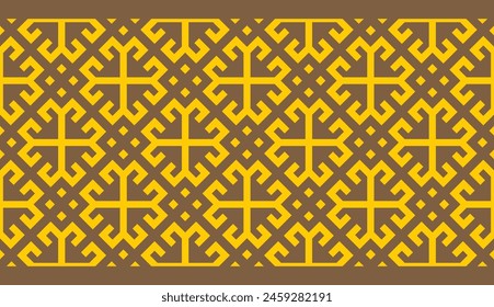 Kazakh ornaments. Strip of plant patterns. Ethno style.  Horizontal patterned design. Traditional patterns of Kazakhs. Ancient Turkic ornaments. Traditions of Kazakhstan. Decorative art of nomads. 