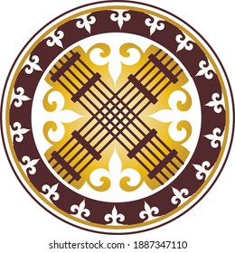 Patrón kazajo estilo étnico circulo shanyrak vector ilustración