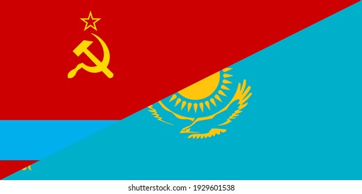 kazakh soviet socialist republic and kazakhstan flags. vector background