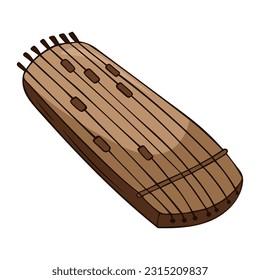 Kazakh traditional folk musiacal instrument zhetygen vector illustation