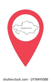 Kazakhistan Country Border Map in Location Icon .