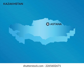 Kazakhstan 3D Isometric map with Capital Mark Astana Vector Illustration Design