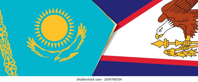 Kazakhstan and American Samoa flags, two vector flags symbol of relationship or confrontation.