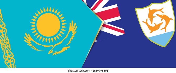 Kazakhstan and Anguilla flags, two vector flags symbol of relationship or confrontation.