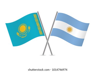 Kazakhstan and Argentina flags. Vector illustration.