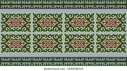 Kazakhstan asian ethno pattern background.