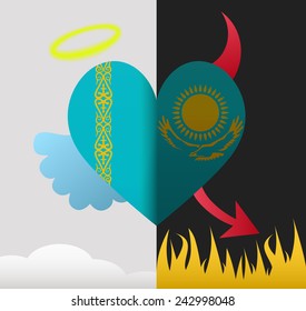 Kazakhstan background of a heart half demon half angel