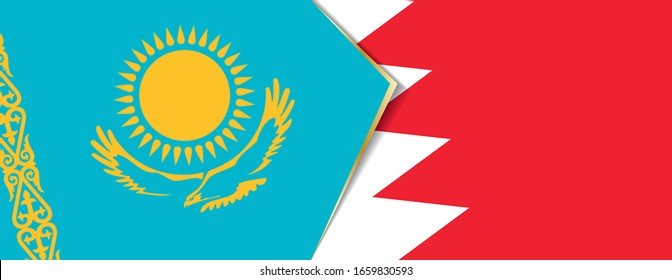 Kazakhstan and Bahrain flags, two vector flags symbol of relationship or confrontation.