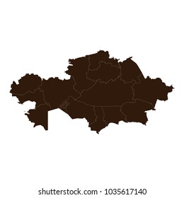 Kazakhstan black map on white background vector