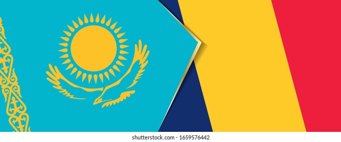 Kazakhstan and Chad flags, two vector flags symbol of relationship or confrontation.