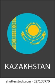 Kazakhstan circle flag - vector icon