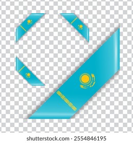 Kazakhstan corner national flag with shadow
