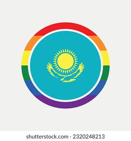 Kazakhstan country flag circle - lgbt flag graphic element Illustration template design

