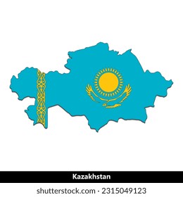 Kazakhstan Country - Flag Map