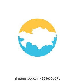 Kazajistán Mapa del país Círculo de frontera Vector Icono Ilustración Diseño