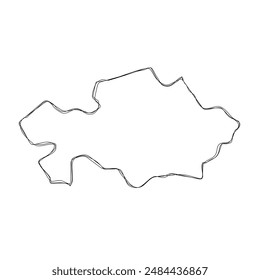 Kazakhstan country simplified map.Thin triple pencil sketch outline isolated on white background. Simple vector icon