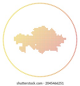 Kazakhstan digital badge. Dotted style map of Kazakhstan in a circle. Tech icon of the country with gradient dots. Amazing vector illustration.