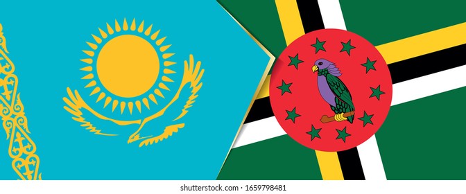 Banderas de Kazajistán y Dominica, dos banderas vectoriales símbolo de relación o confrontación.