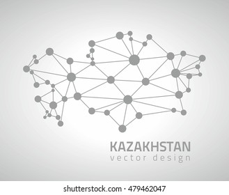 Kazakhstan dot contour grey vector map