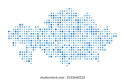 Kazakhstan Dot Map. Country Digital Style Shape. Kazakhstan vector image. Country shape blue circular dots. Amazing vector illustration.