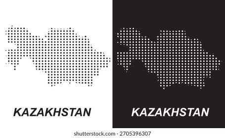 Kazajistán Mapa punteado, estilo medio tono Contorno digital moderno de Asia Central Country Vector EPS