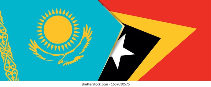 Banderas de Kazajistán y Timor Oriental, dos banderas vectoriales símbolo de relación o enfrentamiento.