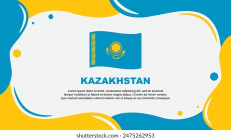 Kazakhstan Flag Abstract Background Flat Design Template. Kazakhstan Independence Day Banner Wallpaper Vector Illustration. Kazakhstan Banner