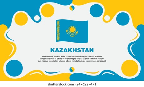 Plantilla de diseño plano de fondo Abstractas de la bandera de Kazajistán. Ilustración vectorial del Fondo de pantalla de Anuncio del Día de la Independencia de Kazajistán. Kazajistán