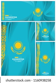 Kazakhstan flag abstract colors background. Collection banner design. brochure vector illustration.