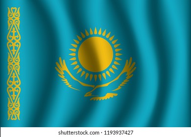 Kazakhstan flag background with cloth texture. Kazakhstan Flag vector illustration eps10.