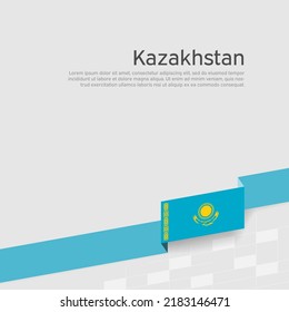 Kazakhstan flag background. State patriotic kazakh banner, cover. Ribbon color flag of kazakhstan on a white background. National poster. Business booklet. Vector design