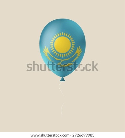 Kazakhstan Flag Balloon Floating in the Air, an Isolated Vector for National Holiday or Republic Day Celebration and Patriotic Pride..