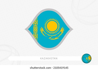 Kazakhstan flag for basketball competition on gray basketball background. Sports vector illustration.