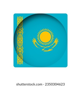 Kazakhstan flag - behind the cut circle paper hole with inner shadow.