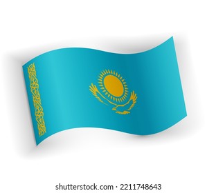 Kazakhstan flag bended and lying on white background