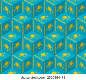 kazakhstan flag box pattern. vector illustration