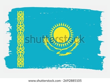 kazakhstan flag brush paint texture vector icon