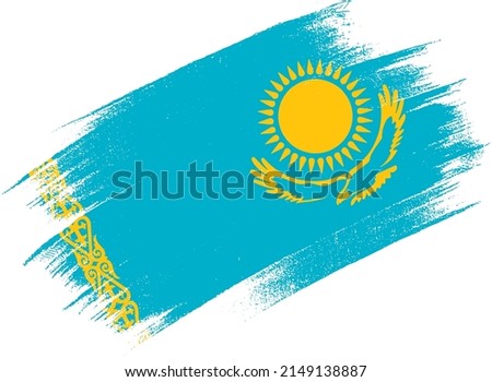 Kazakhstan flag with brush paint textured isolated  on png or transparent background.Symbol of  Kazakhstan. vector illustration