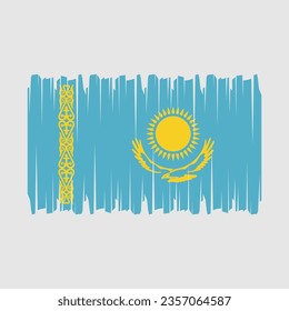 Kazakhstan flag with brush stroke vector Illustration