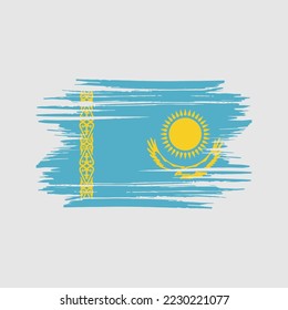 Ilustración del vector del pincel de bandera de Kazajistán