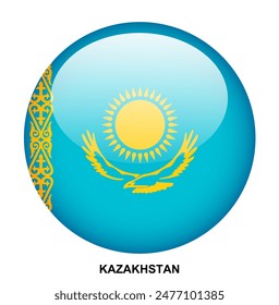 Botón de la bandera de KAZAJISTÁN sobre fondo blanco