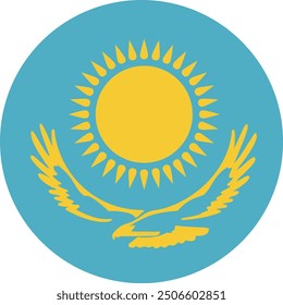 Kazakhstan flag circle for decoration and illustration