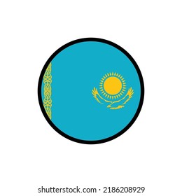 Kazakhstan flag in a circle On a white background